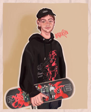 A half body piece of content creator 'Sapnap'.