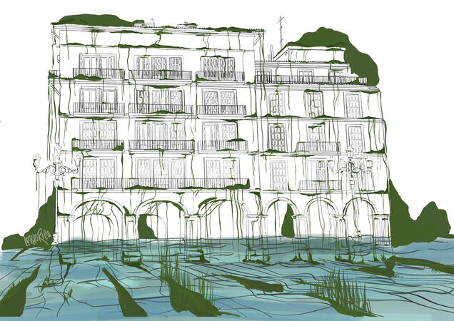 A simple line piece of an overgrown building made during my Foundation Diploma.